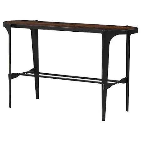 Industrial Acacia Sofa Table with Black Metal Legs